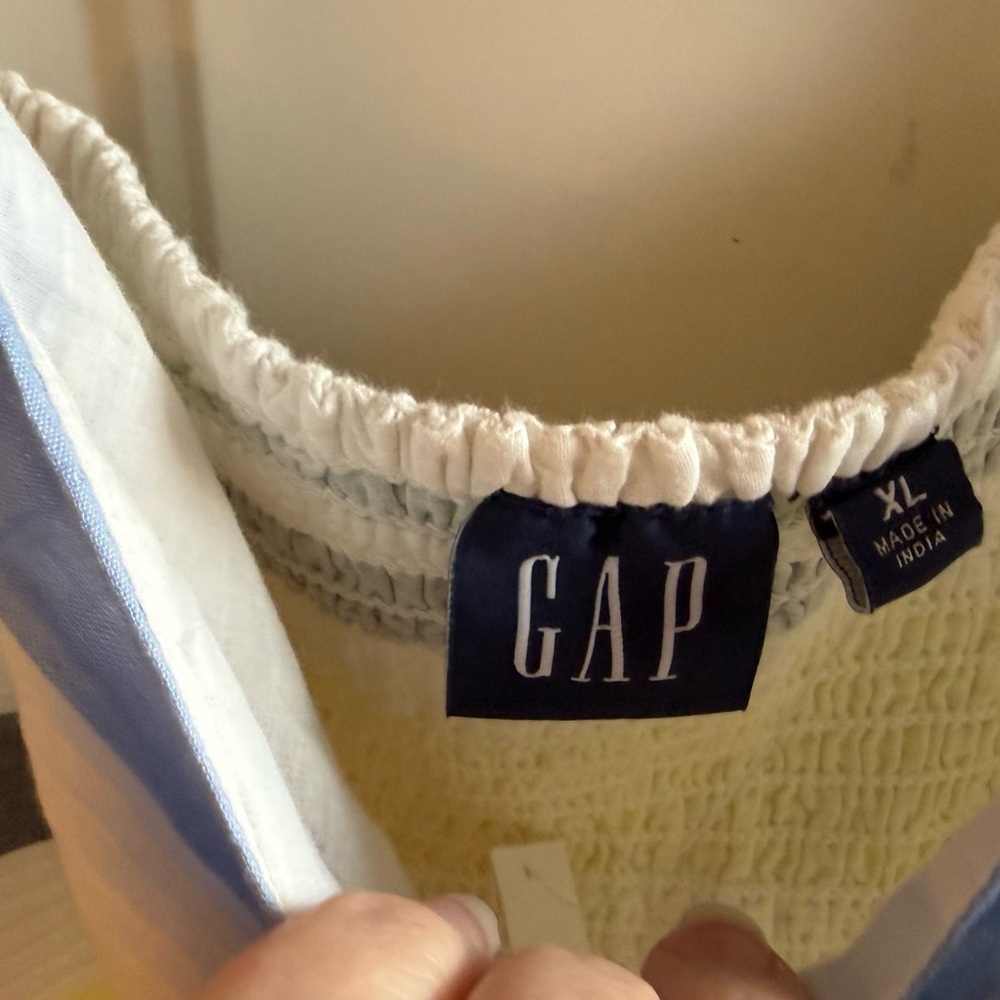 New GAP Multi Striped Sun Dress XL 100% Cotton pockets sleeveless smocked - Picture 6 of 12